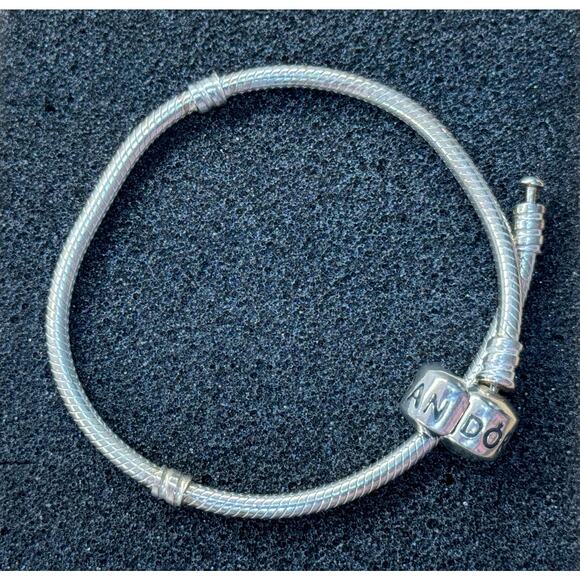 Authentic Moments 7.9" Pandora Snake Charm Bracelet  925 Silver - Picture 1 of 4
